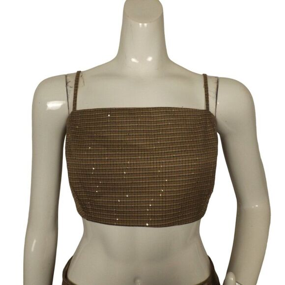 new HOUSE OF HARLOW 2pc Set/Outfit, L, Baggy Pants/Crop Top, Light Sequins,Tweed - Picture 9 of 14
